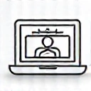 Icona di un computer portatile con videochiamata